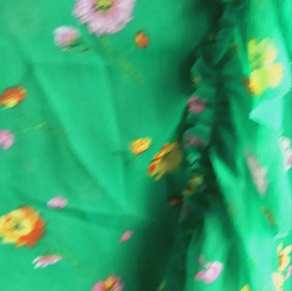 LUCKY BRAND Green Spagetti Straps Mini Floral Dress Lined size XL - Picture 7 of 11